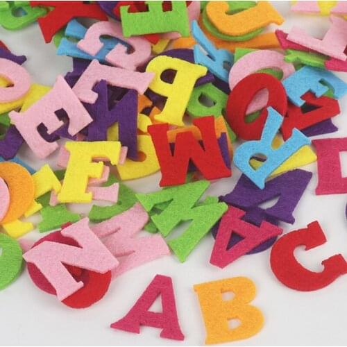 Hot 50Pcs/lot 16x10mm Letter Fabric Thickness Polyester Cloth Felts Random Color DIY For Sewing Appliqued Crafts Wholesale