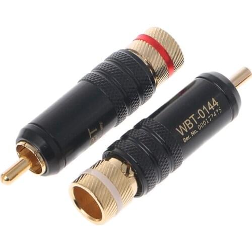 4 Pcs WBT-0144 Gold Plated RCA Plug Lock Soldering Audio/Video Plugs Connector