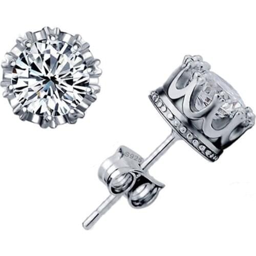 Beautiful Engagement Stud Earrings Classic Style 925 Sterling Silver Elegant Jewelry Best Quality Austrain Rhinestone