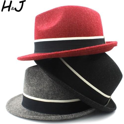 Women Men Wool Fedora Hat For Winter Elegant Lady Dad Trilby Homburg Church British Derby Caps Size 56-58CM