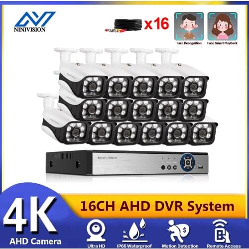4K Ultra HD Video Surveillance System 16CH H.265 DVR 8MP 8/16PCS Security Camera System IR Night Vision Waterproof Dome CCTV Kit