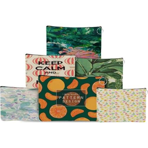 Fresh Fruit Orange Plant Print Makeup Bag Travel Cosmetic Bag Women Toiletries Storage Bags Ladies Beauty Bag Neceser Organizer