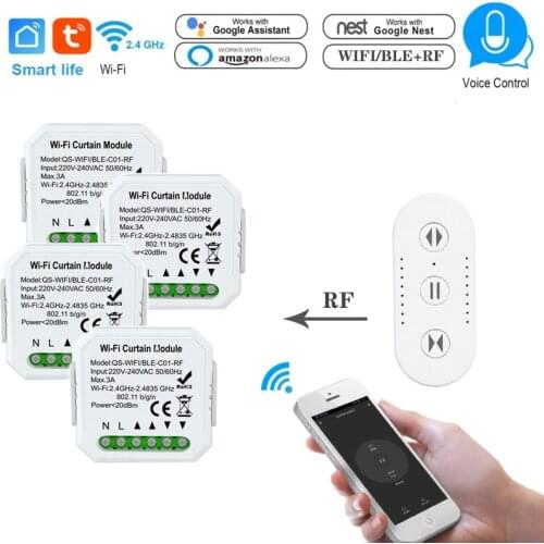 Tuya Smart Curtains Switch Smart Life APP Remote Control Roller Blinds Shutter Controller WIFI+RF Work with Alexa Google Home
