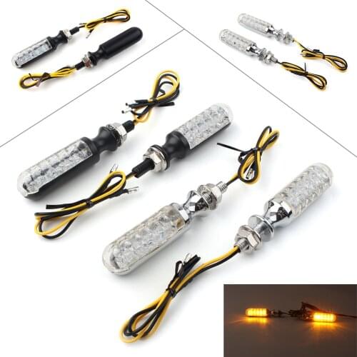 Chrome Motorcycle Bullet Turn Signal Light Universal For Harley Chopper Bobber Custom 12V LED Flashing Indicator Lamp