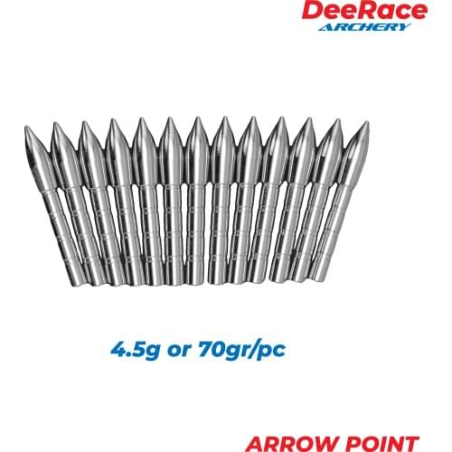 Stainless Steel Insert Arrow Point 12pcs Archery Arrow Head 70 Grains for 4.2mm Arrow Shaft