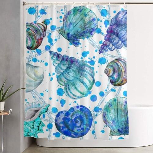 Marine Life 3D Print Nordic Style Shower Curtain Set Hook Home Decoration Bathroom Waterproof Customized Dropshipping Polyester