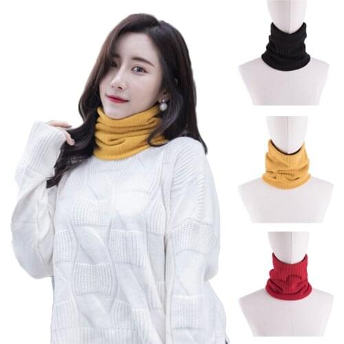 Winter Knitted Scarf with Faux Fur Outdoor Cycling Neck Buff Soft Thick Circle Loop Scarves for Woman Man Echarpe Femme Foulard