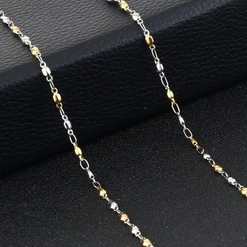 Gold Silver Plated Stainless Steel Slim Thin Bead Link Chain Necklace Initial Short Necklace Jewelry for Women Gifts colar MN257
