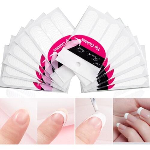 1 Sheet French Nail 3 Patterns Classic French Tips Guides Strip Line DIY False Nails Half Tip With Glue Nail Art Tool