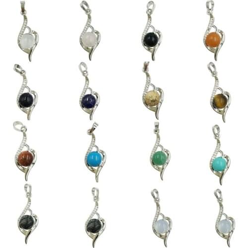 Lapis Lazuli Howlite Crystal Jaspe Tiger Eye Blue Sand Opal Aventurine Goldstone Women Pendant Bead 1pcs WFH761