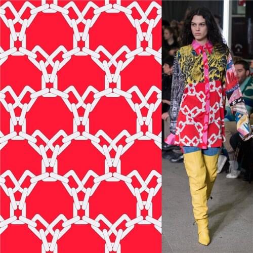 100% polyester stretch fabric dress high-end chain printed fabric diy clothing shirt bedding patchwork 081