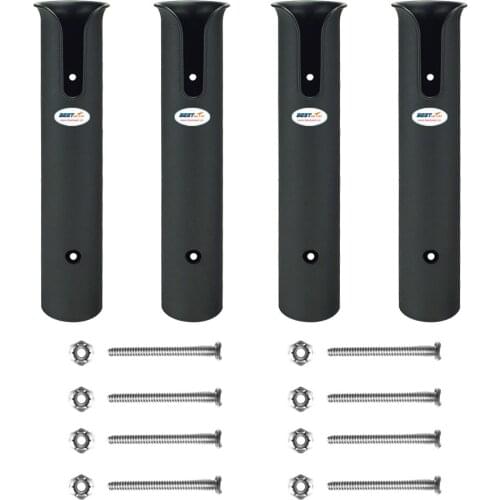 4 Poles Wall Mounted Fishing Rod Holders Tubes Links Fishing Rod Holder Rack Rests with Screws, Black