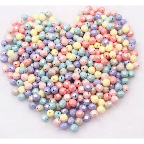 7mm Macaron Color Acrylic Hexagonal Pearl Beads Loose Spacer Beads for Jewelry Making Diy Supplier Handmade Garment Accessories