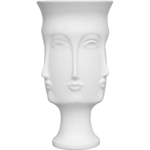 Nordic White Ceramic Face Vase Modern Human Head Living Room Creative Flower-inserting Device Home Decorative Flower Pot Jar