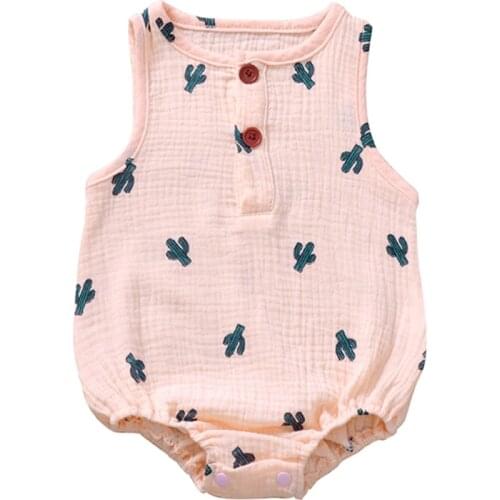 Newborn Baby Girls Boys Bodysuit New Sleeveless Cotton Cute Pattern Jumpsuit Summer Children Clothes Tops 0-2Y12