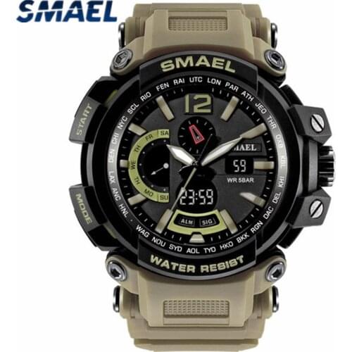 SMAEL NEW Military Shockproof Watch Waterproof Sport Quartz LED Digital Dual Display Watch Calendar Mens Watch Relogio Masculino