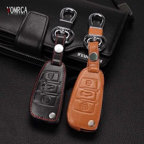 Hot sale classic design 100% leather car key case For Audi Sline A3 A5 Q3 Q5 Q7 A6 C5 C6 A4 B6 B7 B8 TT 80 S6 Auto Accessories