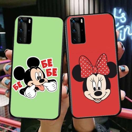 Mickey Minnie Mouse Disney Phone Case For Huawei P 40 30 20 10 9 8 Lite E Pro Plus Black Etui Coque Painting Hoesjes comic fas