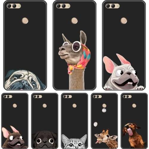 Back Cover For Huawei Y5 Y6 Y7 Prime 2017 2018 Y9 2019 Soft Silicone Pug Dog Cat Alpaca Phone Case For Huawei Y3 Y5 Y6 II Y7 Pro