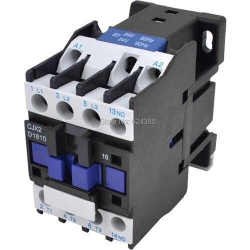CJX2-18 1210 0910 AC220V 110V 24V Coil Motor Starter Control AC Contactor 3P Three 3 Pole DIN Rail Mount 9A 12A 18A