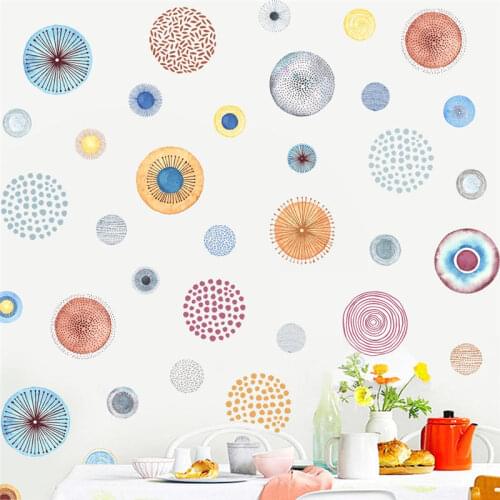 Vacclo Color Circle Wall Sticker Bedroom Living Room TV Background Wall Decorative Reflective Sticker Kids Room Wall Decals