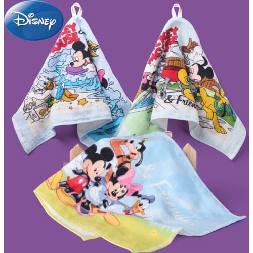 Disney Mickey Cartoon Pattern Gauze Childrens Soft Towel Cotton Mouse Childrens Small Handkerchief Towel