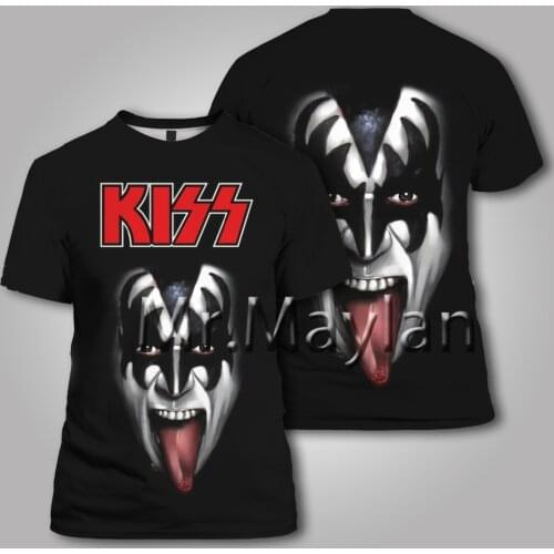 New Gene Simmons Men T shirt 3D Print Kiss Band Rock Tshirt Men Women Ropa Casual Streetwear Hiphop O-neck Tee Shirt Men Clothes