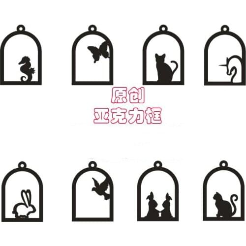 GLADZGT 3 pcs/lot Unicorn hippocampus rabbit bird Acrylic Frame Pendant Gold Charm Bezel Setting Cabochon Setting UV Resin Charm