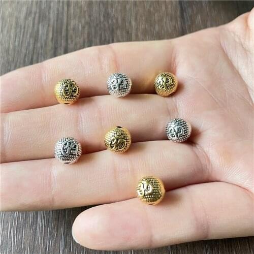 JunKang 8mm alloy yoga carving amulet spacer beads DIY bracelet necklace jewelry connector gasket accessories