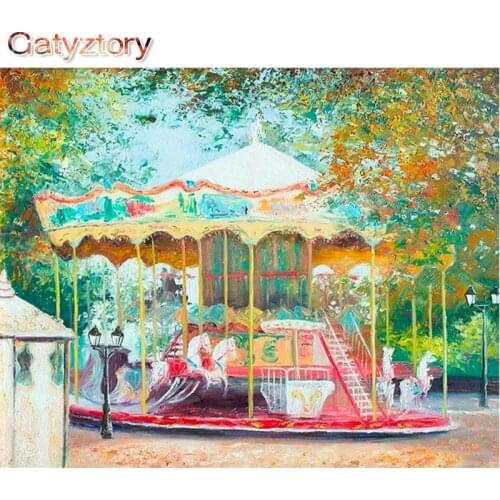 Paint By Numbers Carousel Photo Frames Oil On Canvas children Handmade gift wall Decoration home Gatyztory Diy Kit