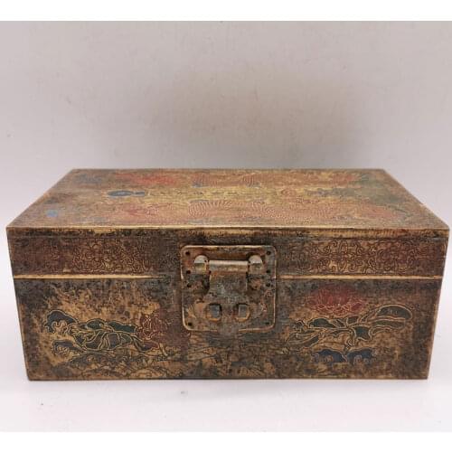 Classical Brass Storage Box Jewelry Sundries Metal Storage Box Antique Craft Furniture Supplies