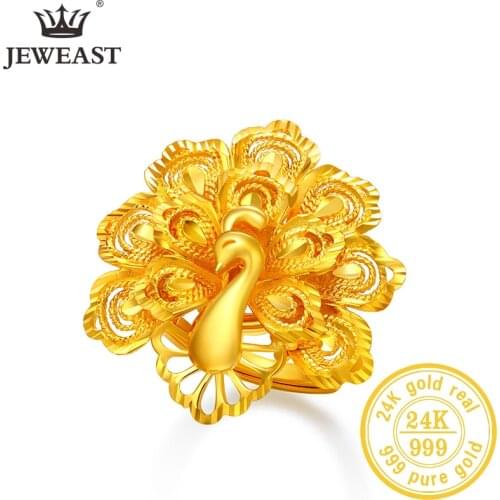 BTSS 24K Pure Gold Ring Real AU 999 Solid Gold Rings Elegant Shiny Beautiful Upscale Trendy Classic Jewelry Hot Sell New 2020