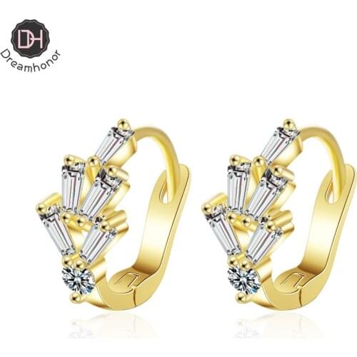 Dreamhonor Korean Fashion Simple 925 Sterling Silver Zirconia Crystal Clip Statement Earrings Jewelry