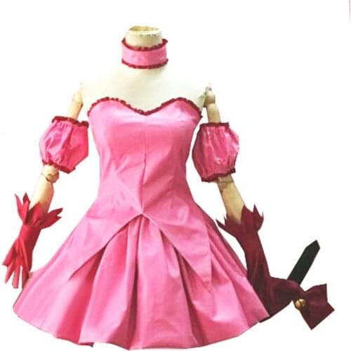 Tokyo Mew Mew Ichigo Momomiya Mew Ichigo Transformed Short Pink Dress Cosplay Costume with Cat Ears and Tail