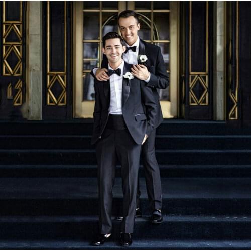 Black Groom Wedding Suits for Men Tuxedo Best Man Blazer Costume Mariage Homme 2piece Coat Pants Slim Fit Terno Masculino