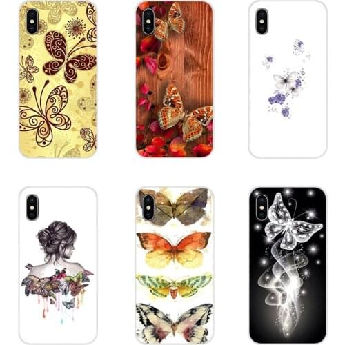 Beautiful Blue Golden Moths Butterfly Silicone Cases For Apple iPhone X XR XS 11 12Pro MAX 4S 5S 5C SE 2020 6S 7 8 Plus ipod 5 6