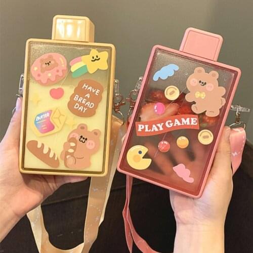 CUTE Water Bottle 450ML Plastic Carrying water bottle Tour Outdoor Sport School Leak Proof Seal Gourde Climbing Water Bottles