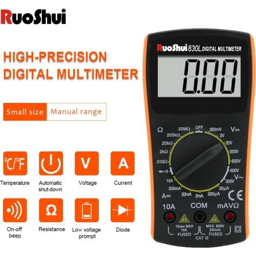 RuoShui Mini 830L Multimeter Handheld multitester with buzzer function 2000 Counsts Manual Range Easy to use Voltage Resistance