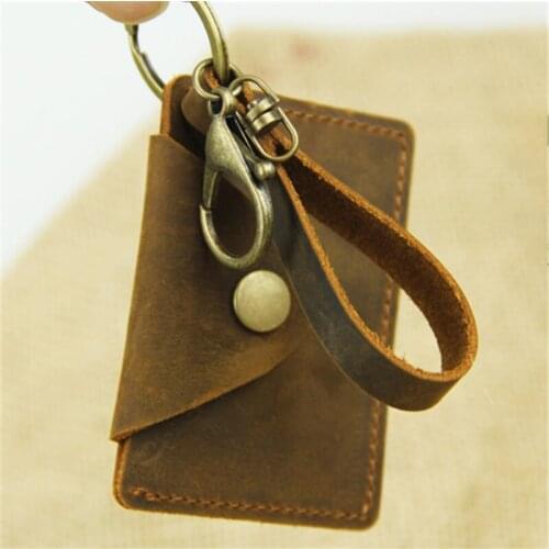 Mens Coin Purse Mini Card Holders Bag pendant Wallets Genuine Cow Leather PULL-UP Leather Clutch Handmade Small Handbags Gift