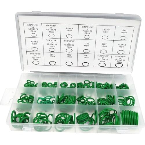 Set of 270 Portable Green Rubber Seal O-Ring Washer Assortment Set Organizer