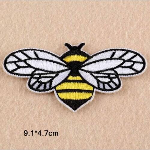 Bee Animal Punk Iron On Patch Clothes Patch For Clothing Boys Embroidered Embroidery Patch Garment Apparel Accessories