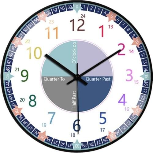 Educational Wall Clock for Children Kids Teaching Clock Learn to Tell Time