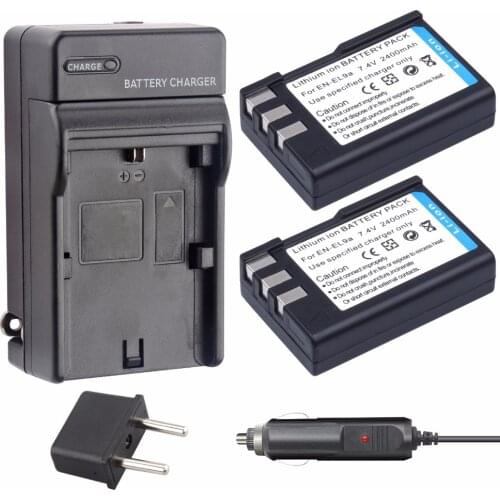 Wholesale 2pcs EN-EL9 EL9a Li-ion Batteries + Charger For Nikon EN-EL9a D40 D60 D40X D5000 , For Nikon accessories