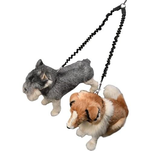 Double Belt Elastic Reflective Material For Dog Or Pet 360° Shock Absorption Dog Leash Large Cats Double Traction Rope Pet Leash