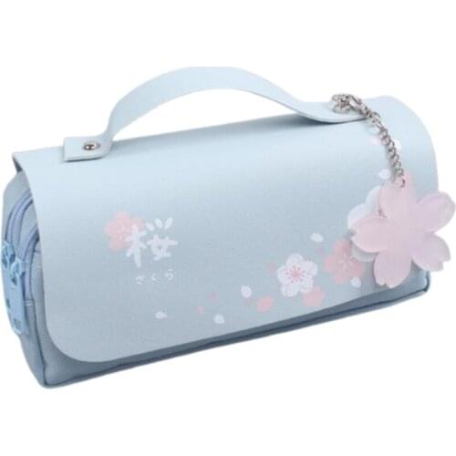 PPYY-Cherry Blossom Pencil Case PU Leather Pencil Case Stationery Pencil Case Sweet Pencil Case Pencil Case