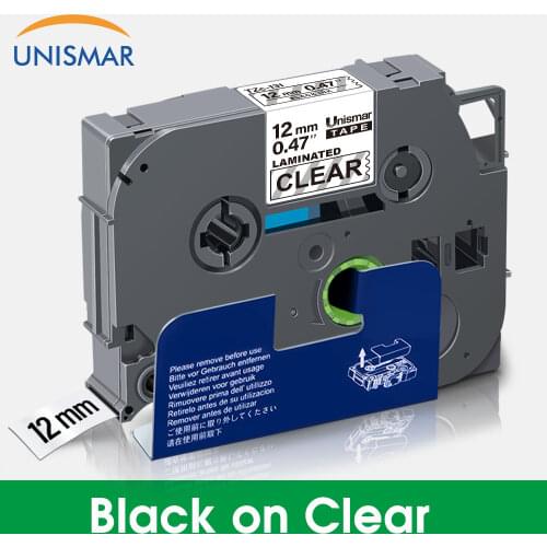 Unismar 1/2" (12mm) Label Tape TZe-131 Black on Clear TZ-131 TZe TZ Tape For Brother P-touch PT Print Label Maker TZe231 Ribbon