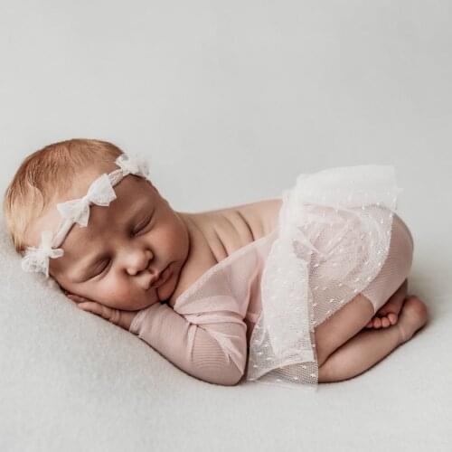 Newborn Baby Photography Props Lace Baby Outfit Baby Photography Girl Romper Jumpsuit Photo Shoot Costume 2pcs/set