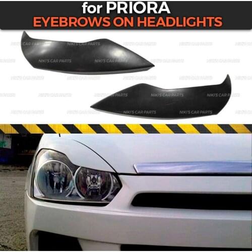 Eyebrows on headlights for Lada Priora 2007-2017 ABS plastic cilia eyelash molding decoration car styling tuning