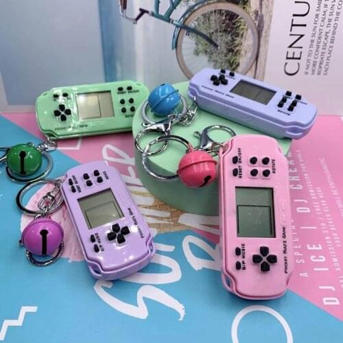 Retro Game Console Keychain Built-in 26 Games Tetris Video Game Handheld Game Players Toys Christmas New Year Gifts for Friends