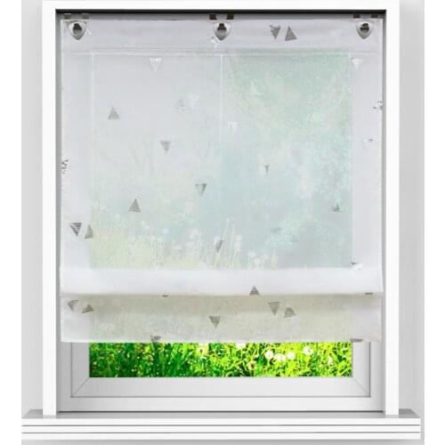 Roman Tulle Curtain Pastoral Voile Screening Modern Curtain Panel For Kitchen Balcony Triangular Decor with U-Shape Hooks